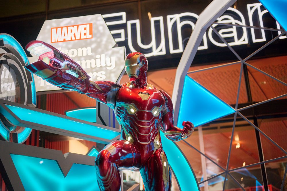 Marvel Iron Man statue on display at CapitaLand's Funan mall activation