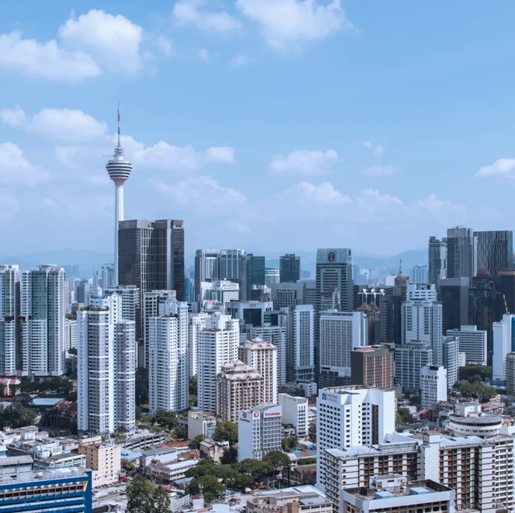 Kuala Lumpur skyline with KL Tower above the city centre on a clear day