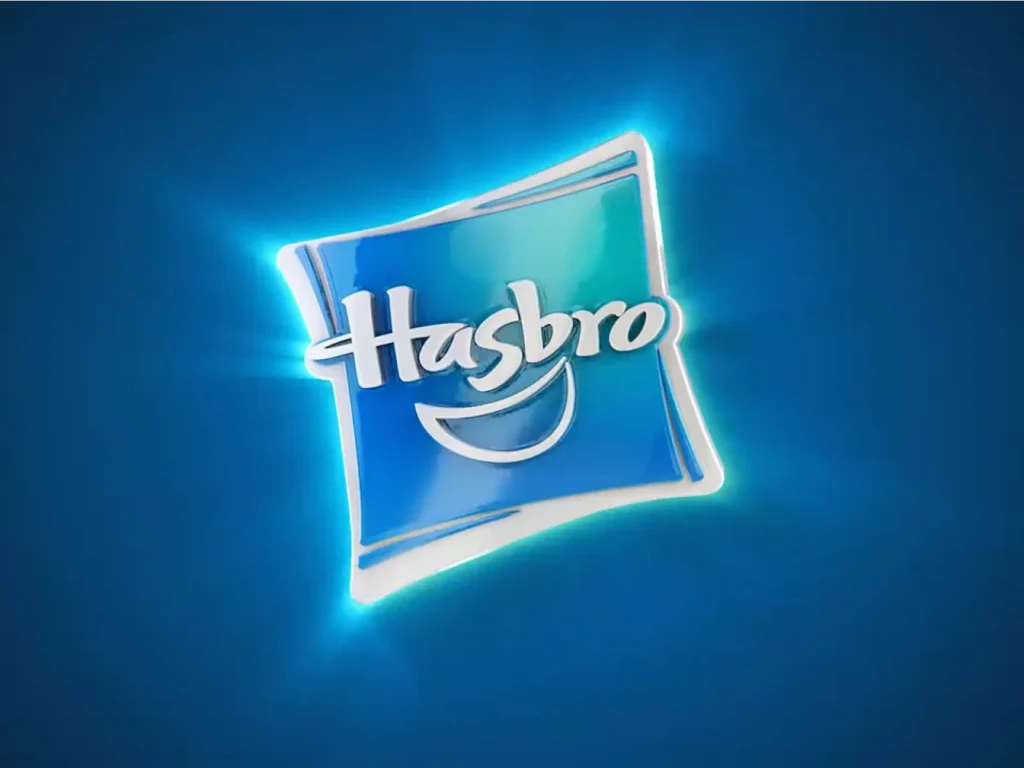 Hasbro logo glowing on a blue background