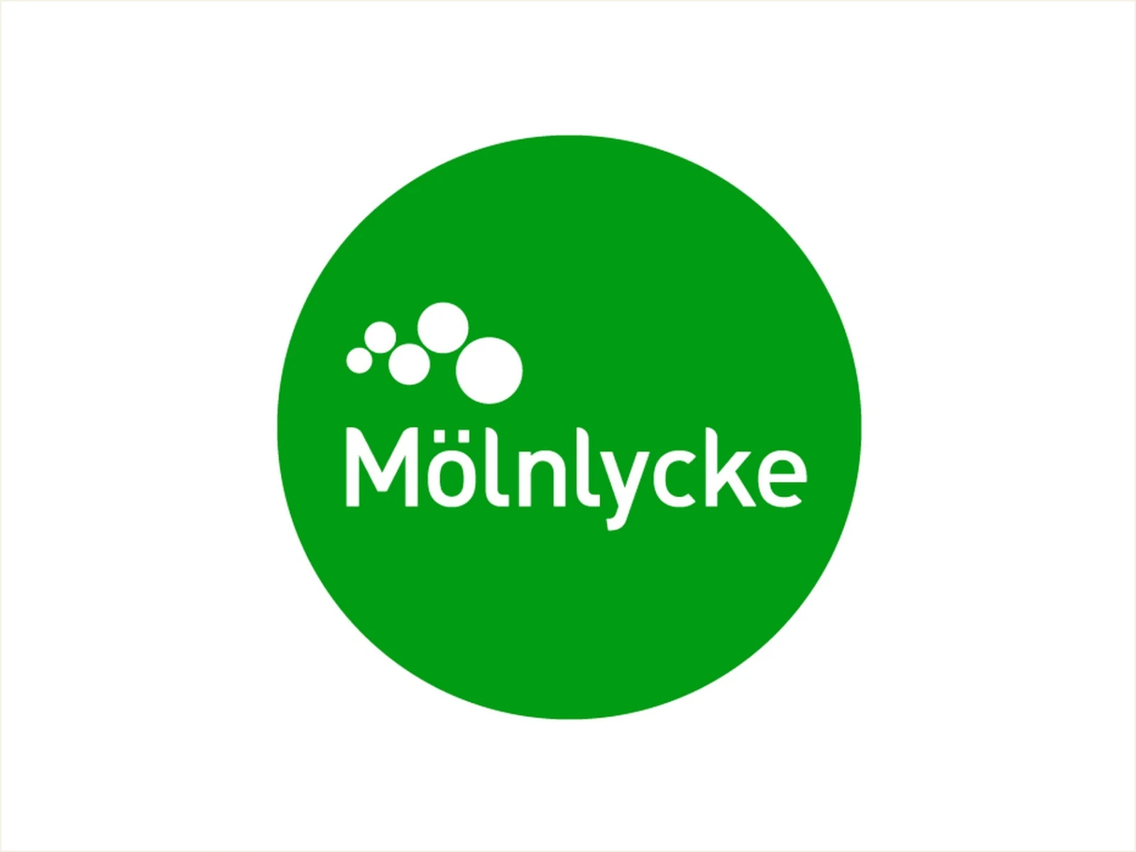 Molnlycke logo on a green circular background